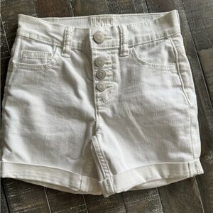 White Denim Button Up Shorts